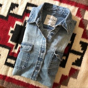 American Eagle Vintage-Look Denim Button Up Shirt